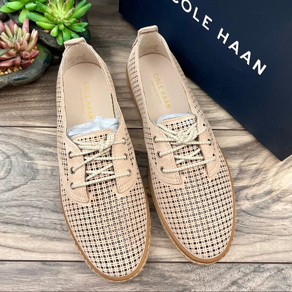 NIB Cole Haan Cloud 3Eye Espadrille Loafer Oxford Boat Shoes Perforated 8B - Picture 2 of 11